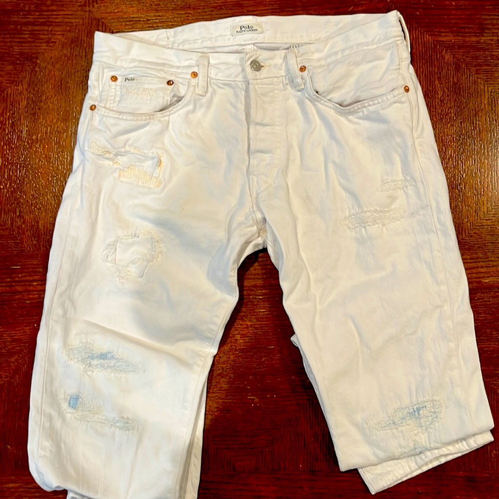 High Slim Repaired Natural Jean